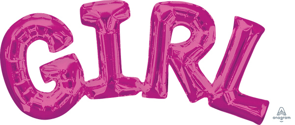 22Inc Letter Girl Hot Pink Balloon - balloonsplaceusa