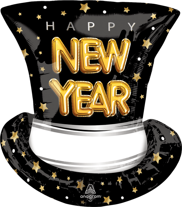 24Inc New Year Cheer Top Hat Balloons - balloonsplaceusa
