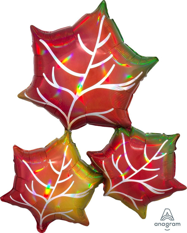 Foil Balloon Iridescent Leaf Cluster 30inch - balloonsplaceusa