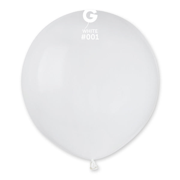 Gemar Latex Balloon #001 White 19inch 25 Count Solid Color - balloonsplaceusa