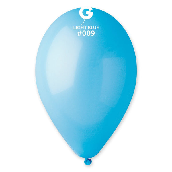Gemar Latex Balloon #009 Light Blue 12inch 50 Count Solid Color - balloonsplaceusa