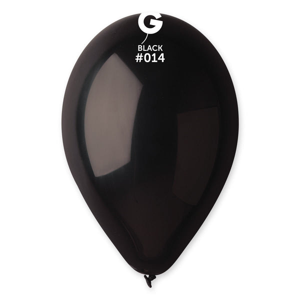 Gemar Latex Balloon #014 Black 12inch 50 Count Solid Color - balloonsplaceusa