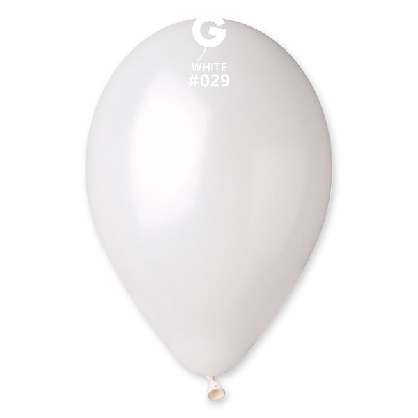 Gemar Latex Balloon #029 White 12inch 50 Count Metal Color - balloonsplaceusa