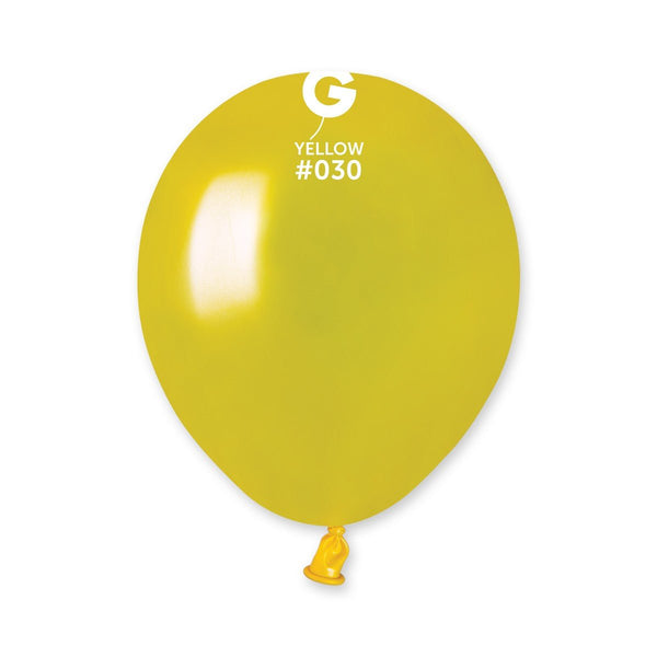 Gemar Latex Balloon #030 Yellow 5inch 100 Count Metal Color - balloonsplaceusa