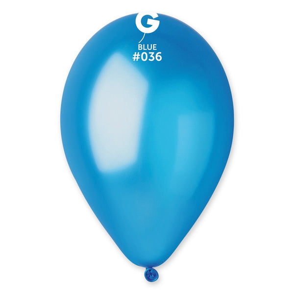 Gemar Latex Balloon #036 Blue 12inch 50 Count Metal Color - balloonsplaceusa