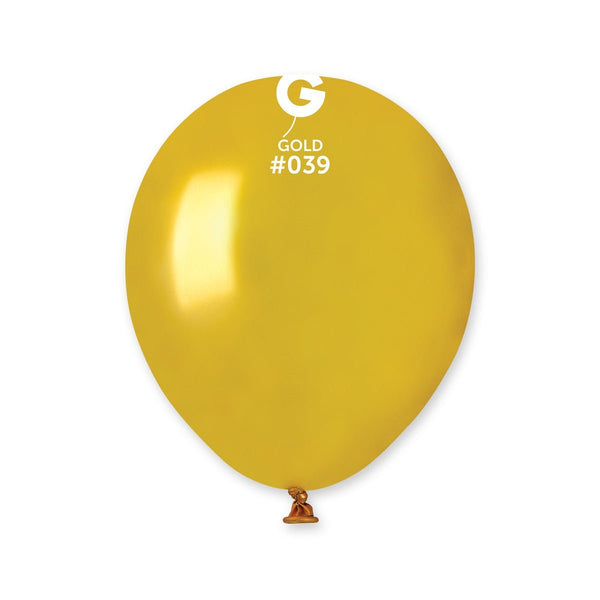 Gemar Latex Balloon #039 Gold 5inch 100 Count Metal Color - balloonsplaceusa