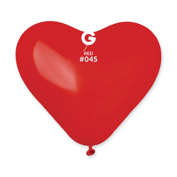 Gemar Latex Balloon #045 Red 10inch 50 Count Solid Color - Heart Shape - balloonsplaceusa