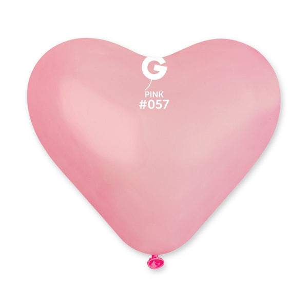 Gemar Latex Balloon #057 Pink 10inch 50 Count Solid Color - Heart Shape - balloonsplaceusa