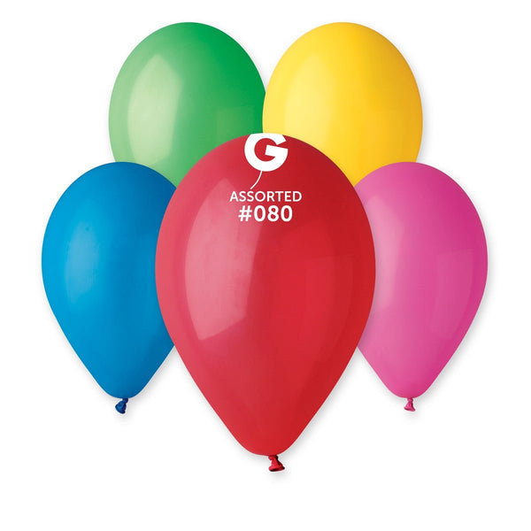 Gemar Latex Balloon #080 Assorted 12inch 50 Count Solid Color - balloonsplaceusa