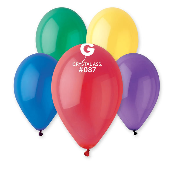 Gemar Latex Balloon Assorted Rainbow 12inch 50 Count Crystal Color - balloonsplaceusa