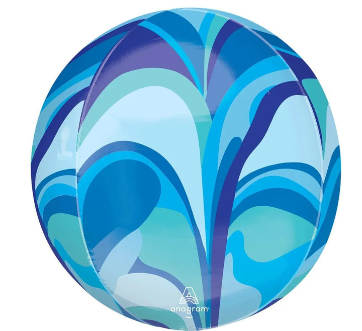 16Inc Blue Macro Marble Orbz 4708401 - balloonsplaceusa