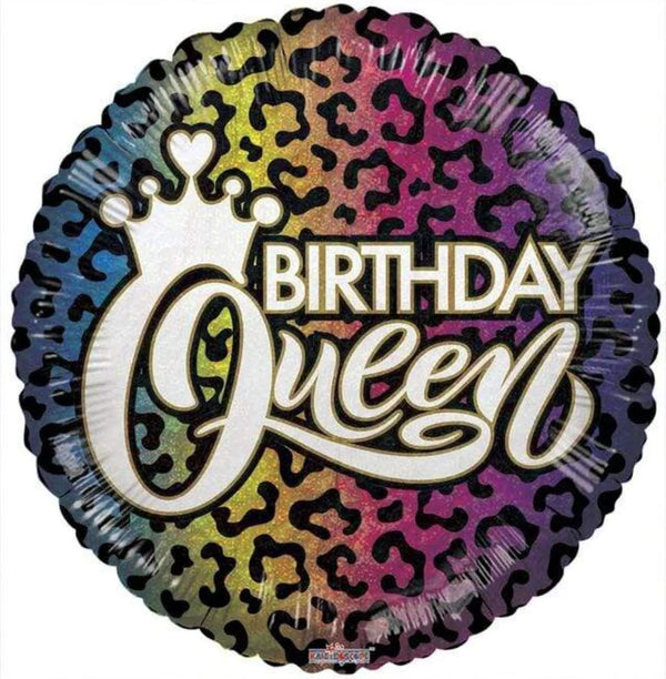 18Inc Birthday Queen Hololographic Round Balloon - balloonsplaceusa