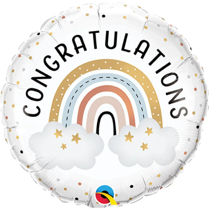 18Inc Congratulations Boho Rainbow Round Balloon - balloonsplaceusa