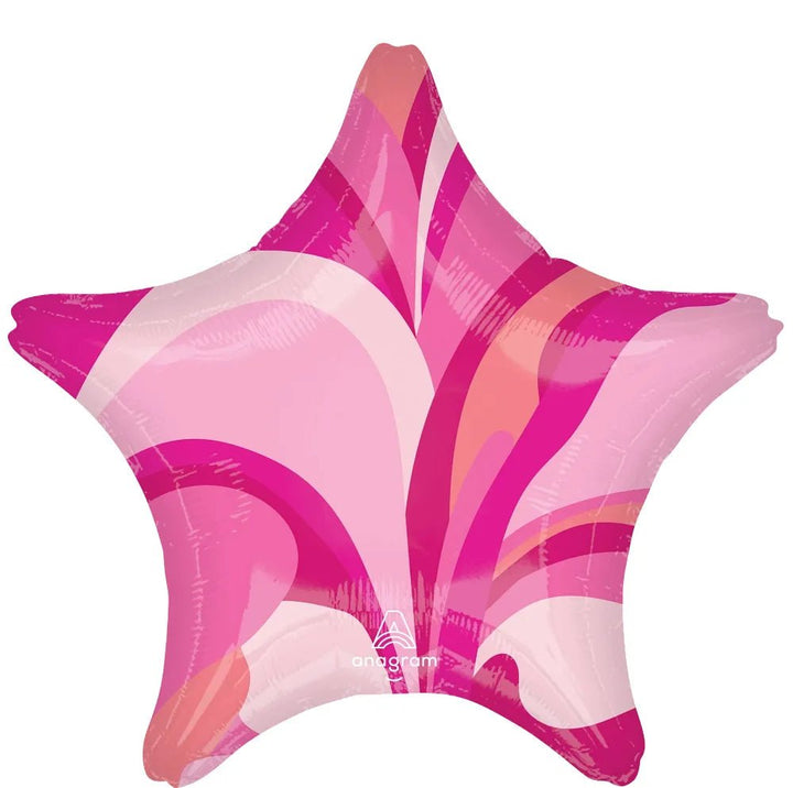 19Inc Pink Macro Marble Standard Star 4712801 - balloonsplaceusa