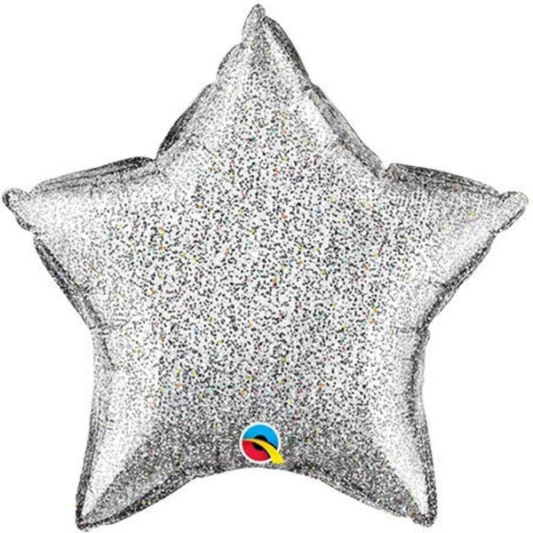 20Inc Glittergraphic Star Silver Balloon - balloonsplaceusa