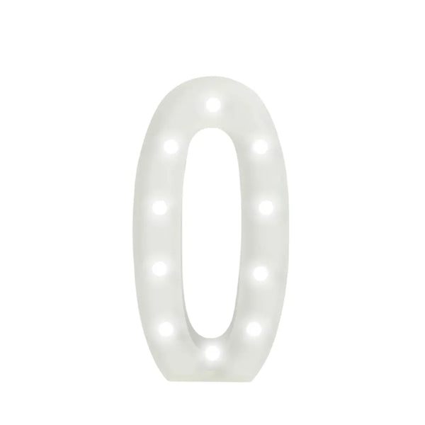 Marquee 4ft Metal Number 0  With White Lights