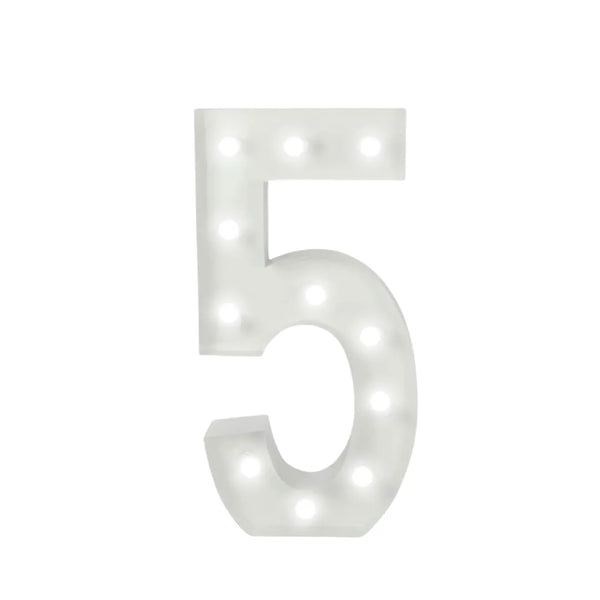 Marquee 4ft Metal Number  5  With White Lights