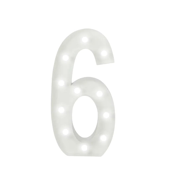Marquee 4ft Metal Number  6  With White Lights