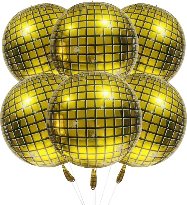 24Inc Gold Disco Ball 4D Balloon 1ct - balloonsplaceusa