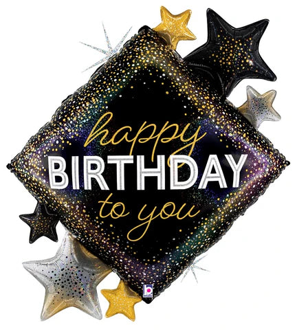 Foil Balloon Metallic Birthday Diamond Stars Glitter Holographic 38inch