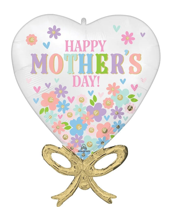 28Inc Satin Happy Mother's Day Daisy Chain Bow Foil Balloon - balloonsplaceusa