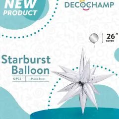 22inc  Silver Starburst  Exploding  Star Balloons