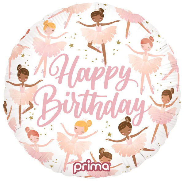 Foil Balloon Happy Birthday Ballerinas Prima Balloons 1ct 18inch