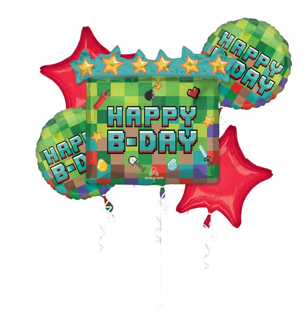 Happy B-Day Pixel Party Balloons Bouquet 4473801 - balloonsplaceusa