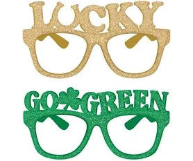 Happy St Patricks Glitter Glasses 6Pcs