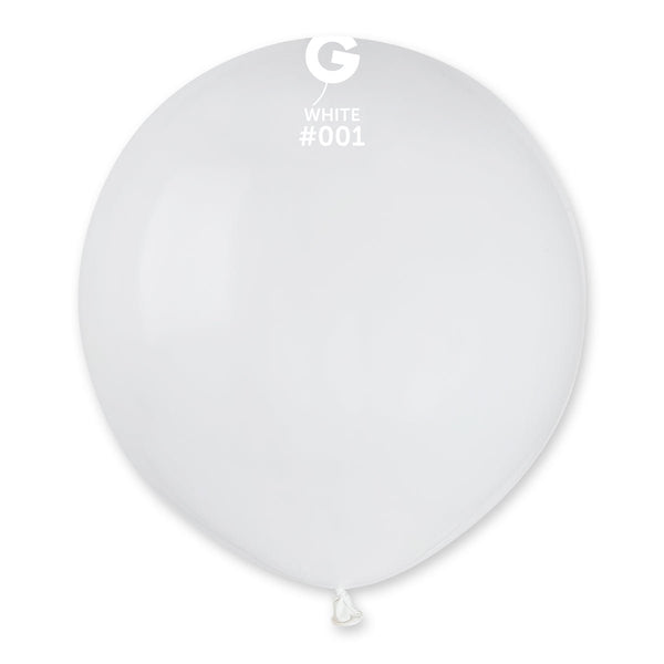 001 White 19in 25 Solid Color - balloonsplaceusa