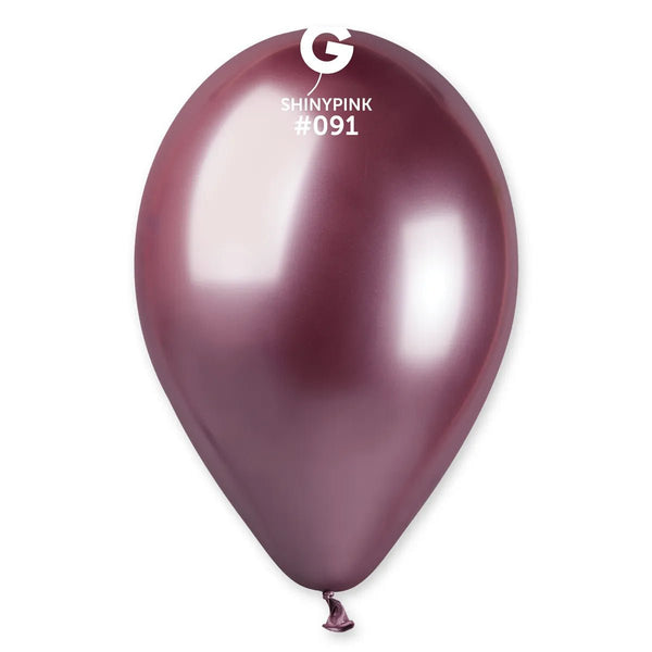 091 Shiny Pink 13In 5pcs Latex - balloonsplaceusa