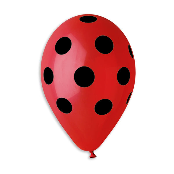 157 Red Polka Dots Black 12In 50 - balloonsplaceusa