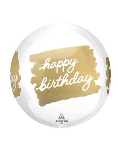 16Inc Golden Birthday Orbz - balloonsplaceusa