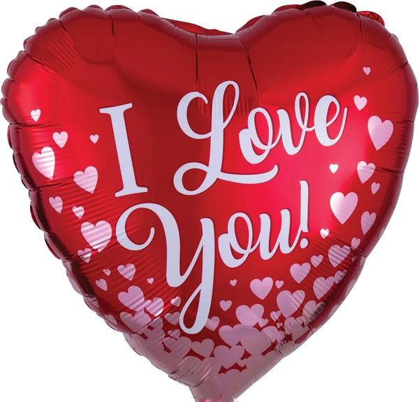 17Inc Red Heart I Love You With Rose Gold Hearts 36797 Balloon - balloonsplaceusa