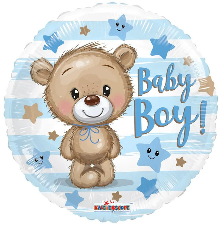 18Inc Baby Boy Bear & Stars Balloon - balloonsplaceusa