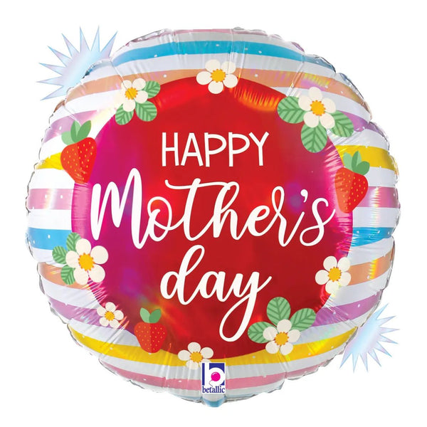 18Inc Daisies & Stripes Mother's Day Balloon - balloonsplaceusa