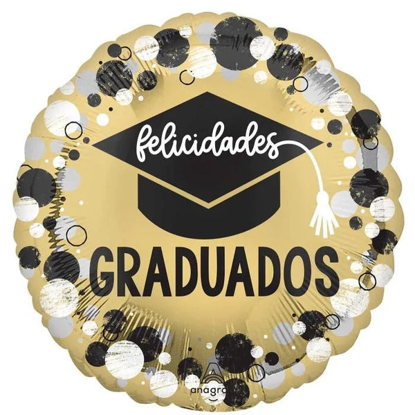 18Inc Felicidades Grad Circles & Dots Pkg Balloon - balloonsplaceusa
