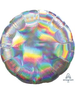 18Inc Iridescent Silver Round - balloonsplaceusa