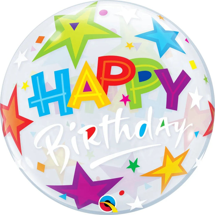 22inc Happy Birthday Brilliant Stars Bubble - balloonsplaceusa