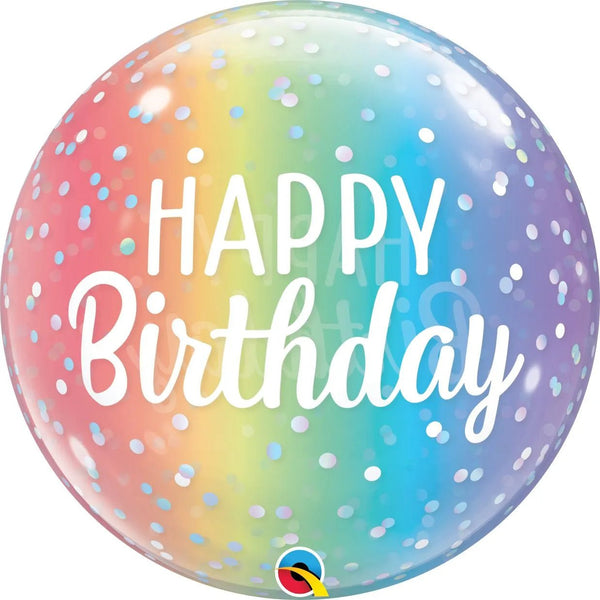 22inc Happy Birthday Ombre & Dots Bubble - balloonsplaceusa