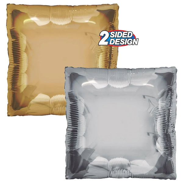 24Inc SQUARE GOLD & SILVER Foil Balloon - balloonsplaceusa