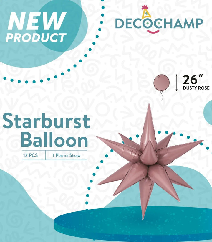 26inc Dusty Rose Starburst Exploding Star Balloons - balloonsplaceusa
