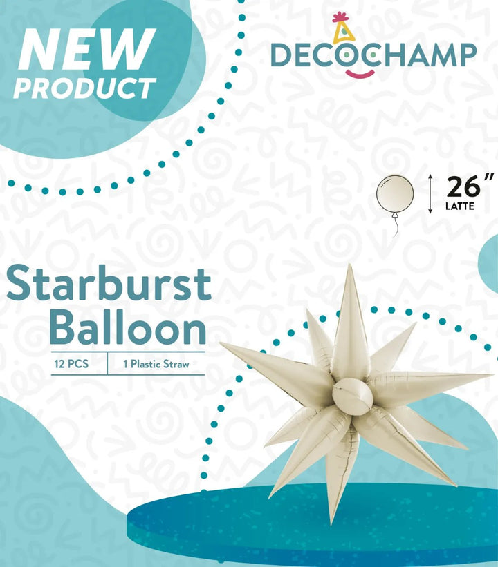 26inc Latte Starburst Exploding Star Balloons - balloonsplaceusa