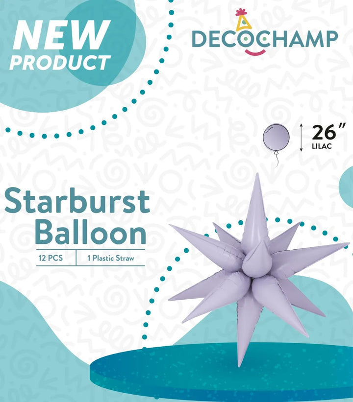 26inc Lilac Starburst Exploding Star Balloons - balloonsplaceusa