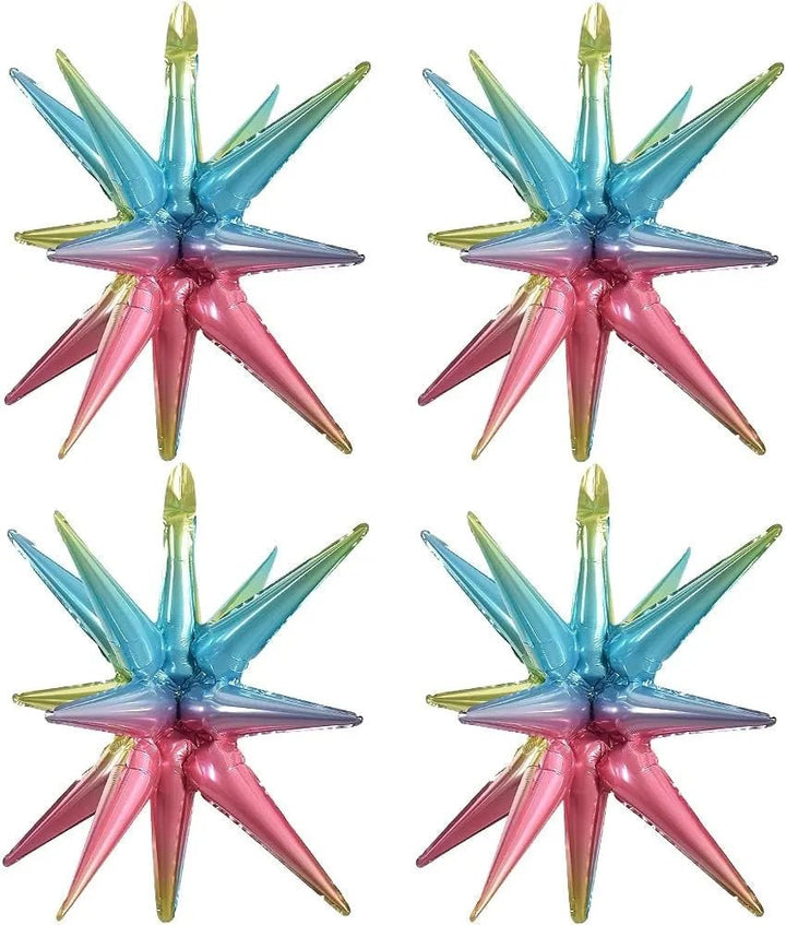 27inc Rainbow Starburst Exploding Star Foil Balloons - balloonsplaceusa