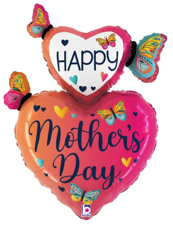 31Inc Mother's Day Hearts & Butterflies Balloon - balloonsplaceusa