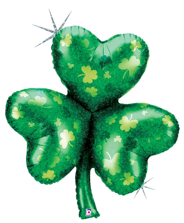 32Inc Green Shamrock Holographic Balloon - balloonsplaceusa