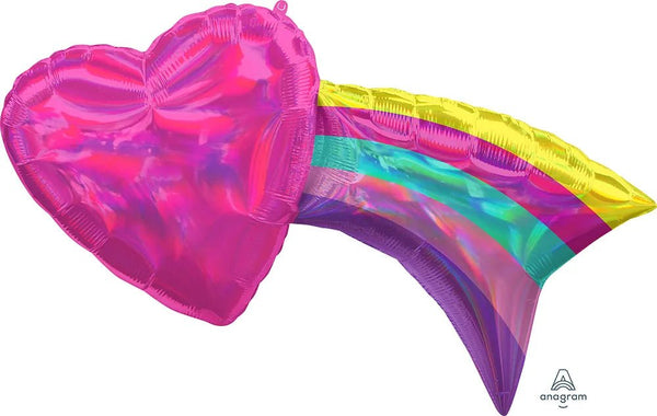 33Inc Iridescent Rainbow with Heart Holographic Balloon - balloonsplaceusa