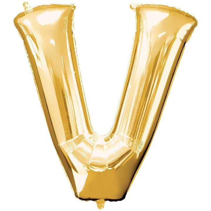 34inc Jumbo Letter V Gold - balloonsplaceusa