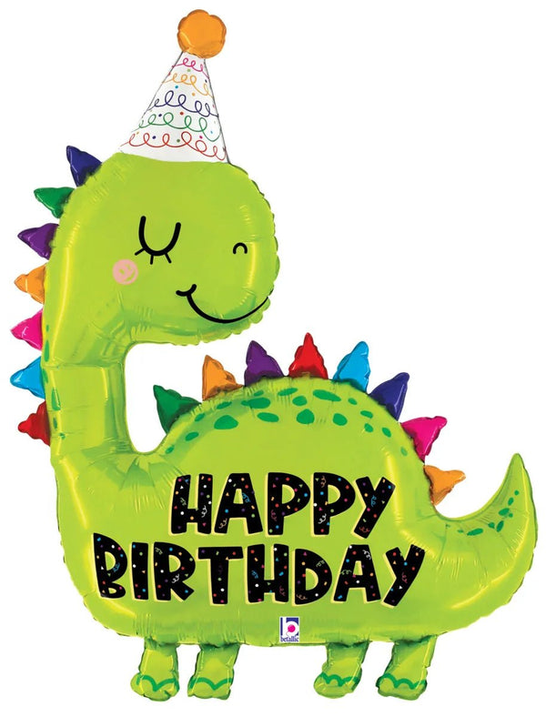 38Inc Dino Happy Birthday Shape Balloon - balloonsplaceusa